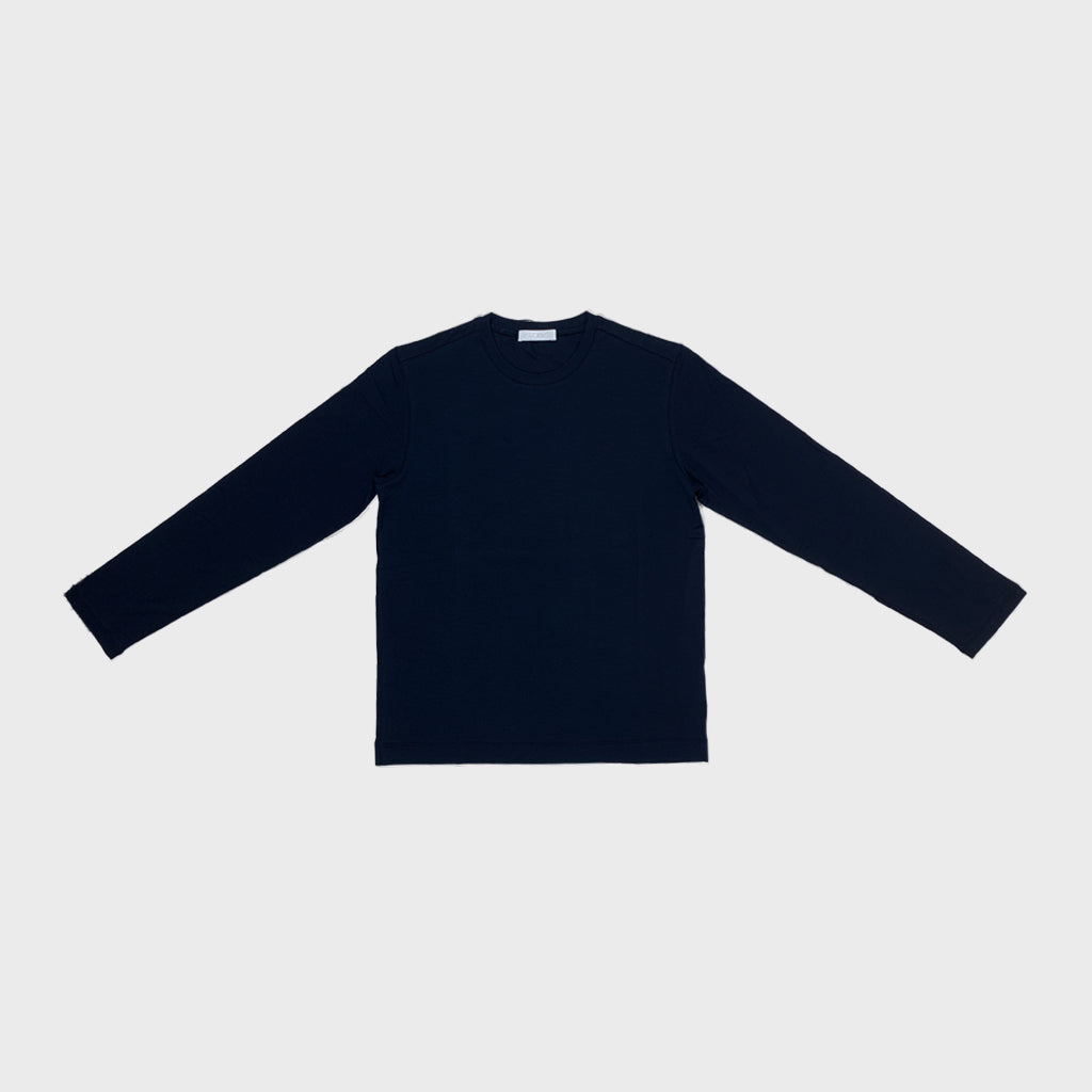 Cruciani Men's T-Shirt Ossigeno Cotton Long Sleeve Blue-Wools Boutique Uomo