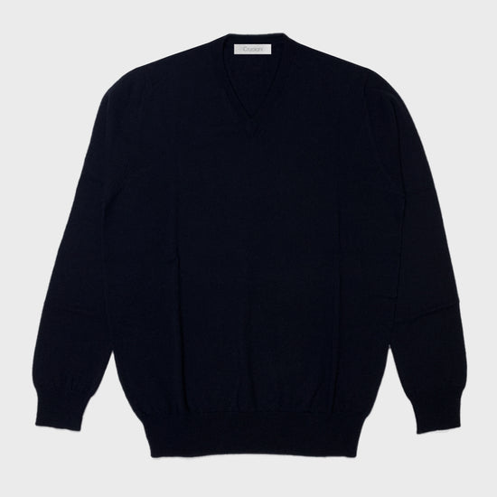 Load image into Gallery viewer, Cruciani Men&amp;#39;s V-neck Sweater Cashmere &amp;amp; Silk Night Blue-Wools Boutique Uomo
