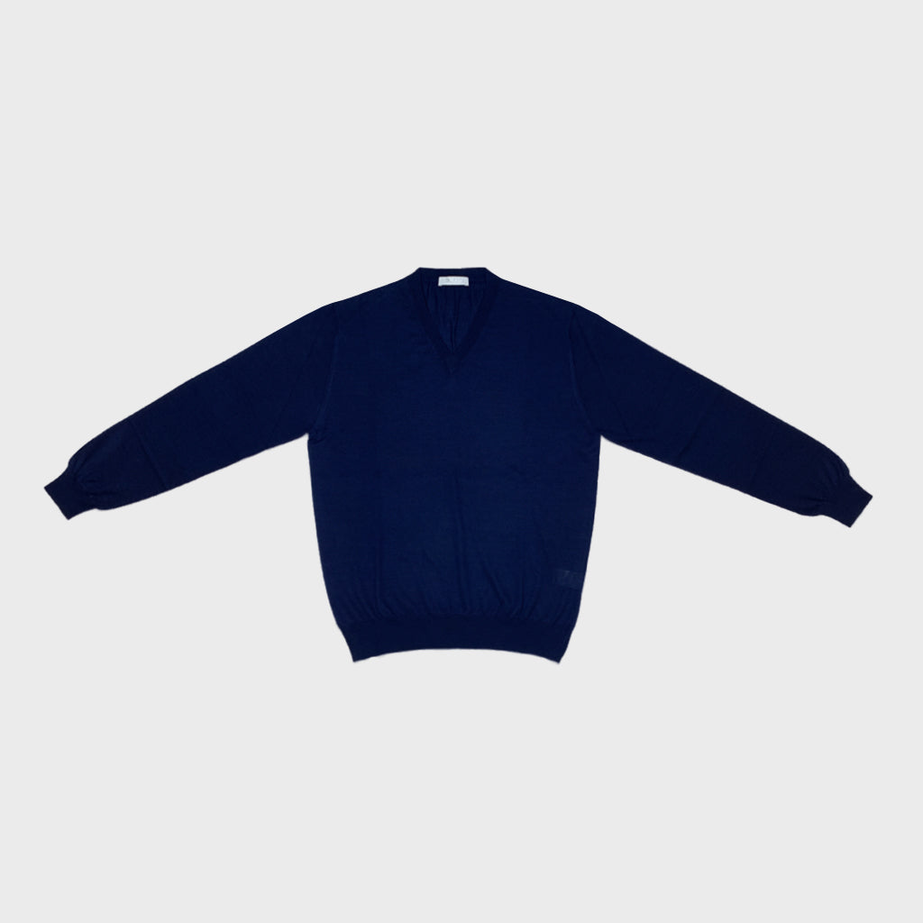 Load image into Gallery viewer, Cruciani Men&amp;#39;s V-neck Sweater Cashmere &amp;amp; Silk Marino Blue-Wools Boutique Uomo
