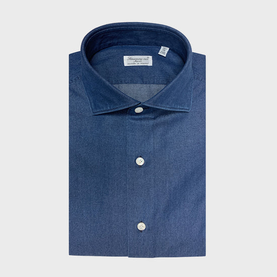 Finamore Men's Denim Shirt Dark Blue-Wools Boutique Uomo