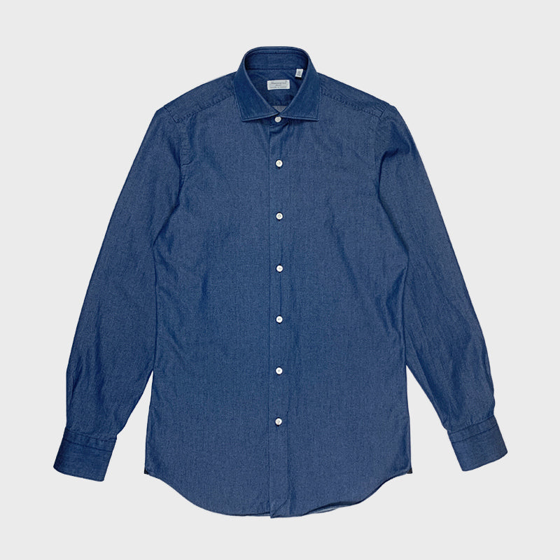 Finamore Men's Denim Shirt Dark Blue-Wools Boutique Uomo