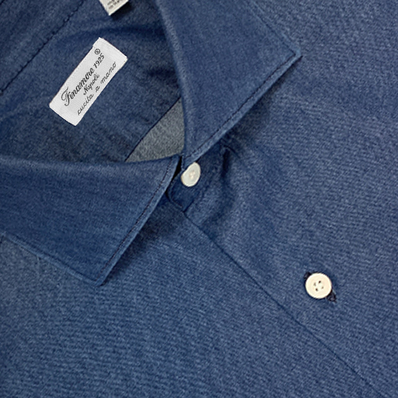 Finamore Men's Denim Shirt Dark Blue-Wools Boutique Uomo
