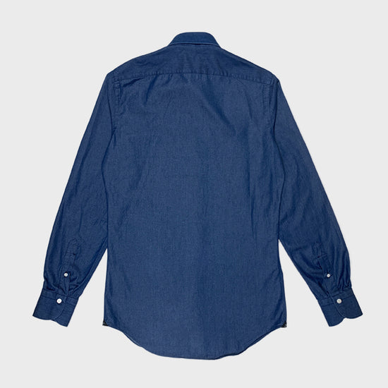Finamore Men's Denim Shirt Dark Blue-Wools Boutique Uomo