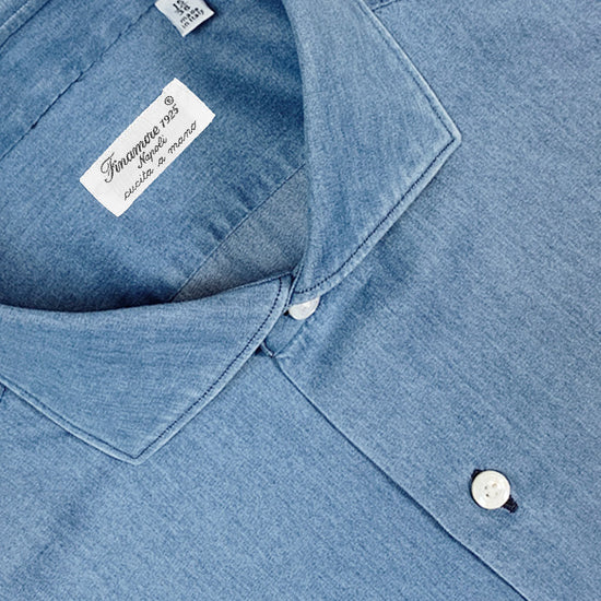 Finamore Men's Denim Shirt Light Blue-Wools Boutique Uomo