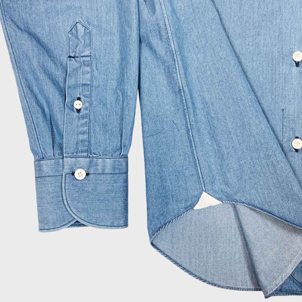 Finamore Men's Denim Shirt Light Blue-Wools Boutique Uomo
