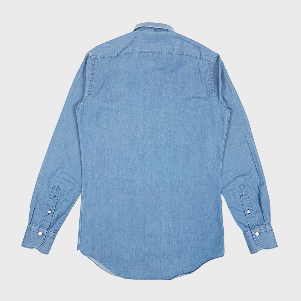 Finamore Men's Denim Shirt Light Blue-Wools Boutique Uomo