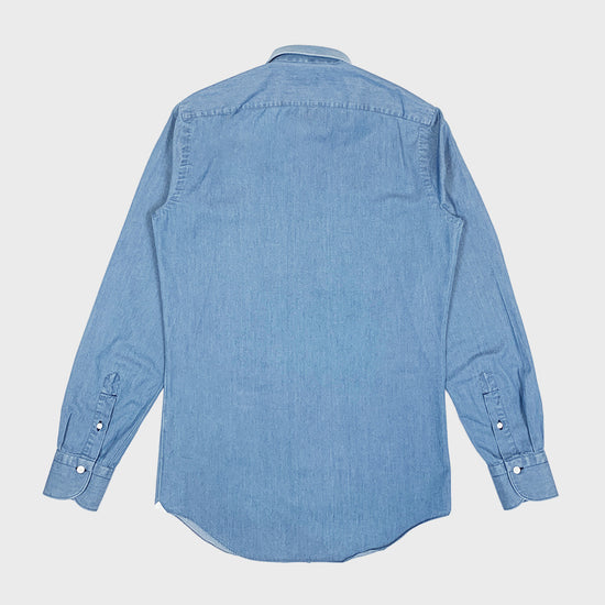 Finamore Men's Denim Shirt Light Blue-Wools Boutique Uomo