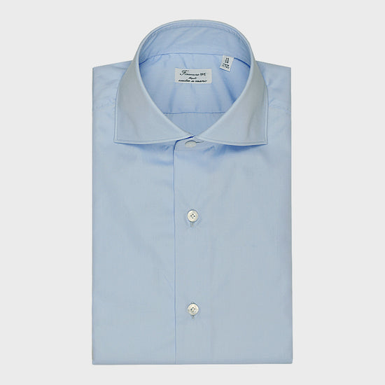 Finamore Men's Two Ply Shirt Cotton Light Blu-Wools Boutique Uomo