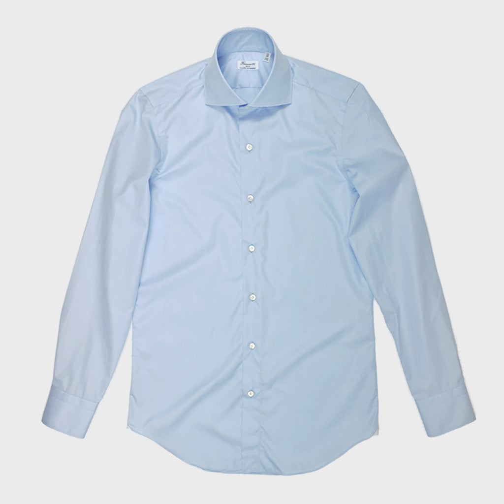 Finamore Men's Two Ply Shirt Cotton Light Blu-Wools Boutique Uomo