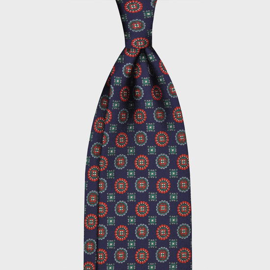 F.Marino Madder Silk Tie 7 Folds Daisy Blue-Wools Boutique Uomo