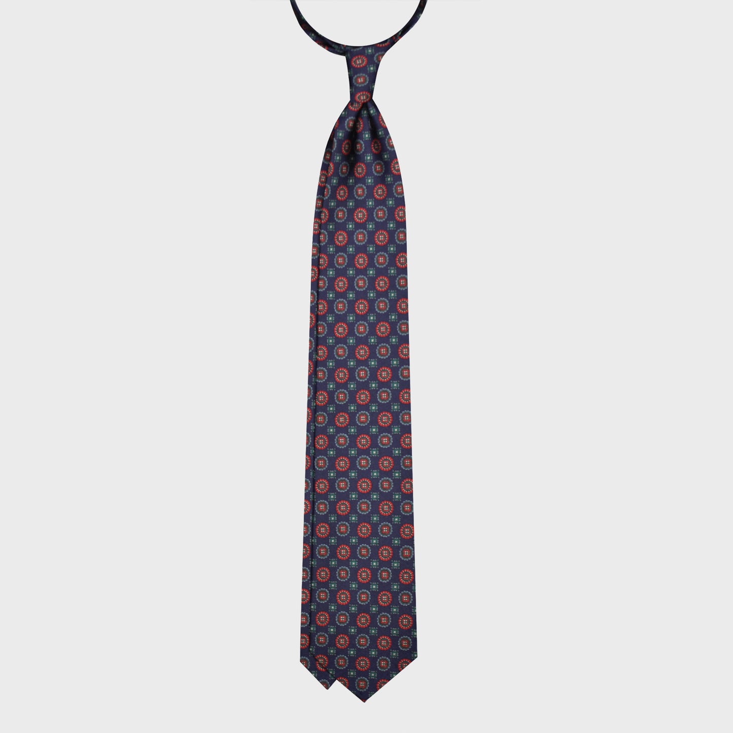 F.Marino Madder Silk Tie 7 Folds Daisy Blue-Wools Boutique Uomo