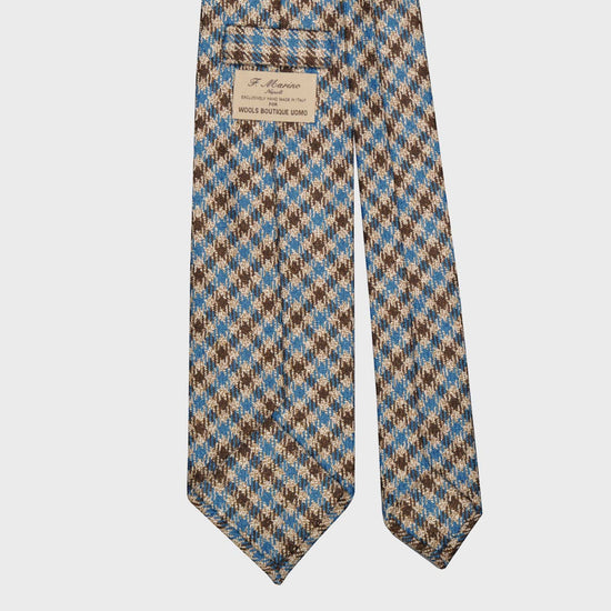 Load image into Gallery viewer, F.Marino Checks Flannel Wool Tie 3 Folds Cyan-Wools Boutique Uomo
