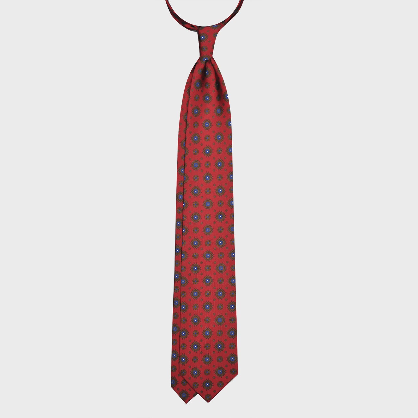 F.Marino Silk Tie 3 Folds Diamonds Brick Red-Wools Boutique Uomo