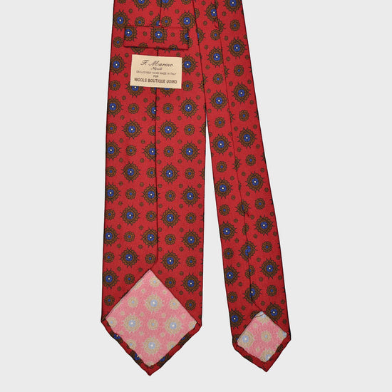 F.Marino Silk Tie 3 Folds Diamonds Brick Red-Wools Boutique Uomo