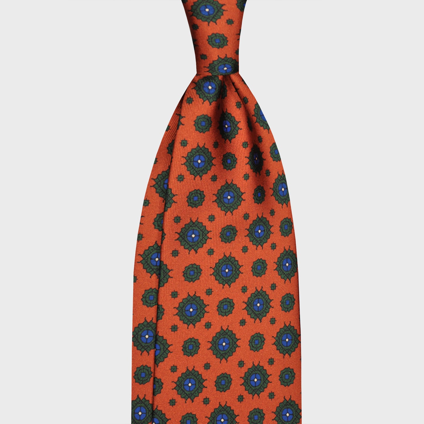 F.Marino Silk Tie 3 Folds Diamonds Tangerine Orange-Wools Boutique Uomo