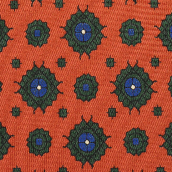 F.Marino Silk Tie 3 Folds Diamonds Tangerine Orange-Wools Boutique Uomo