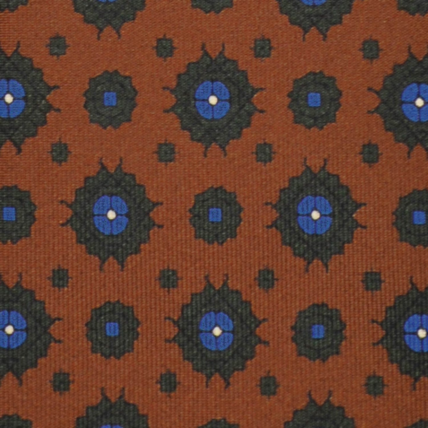 F.Marino Silk Tie 3 Folds Diamonds Rust Brown-Wools Boutique Uomo