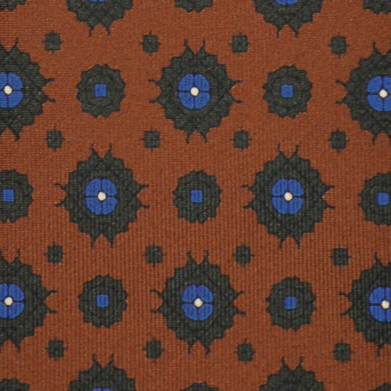 F.Marino Silk Tie 3 Folds Diamonds Rust Brown-Wools Boutique Uomo