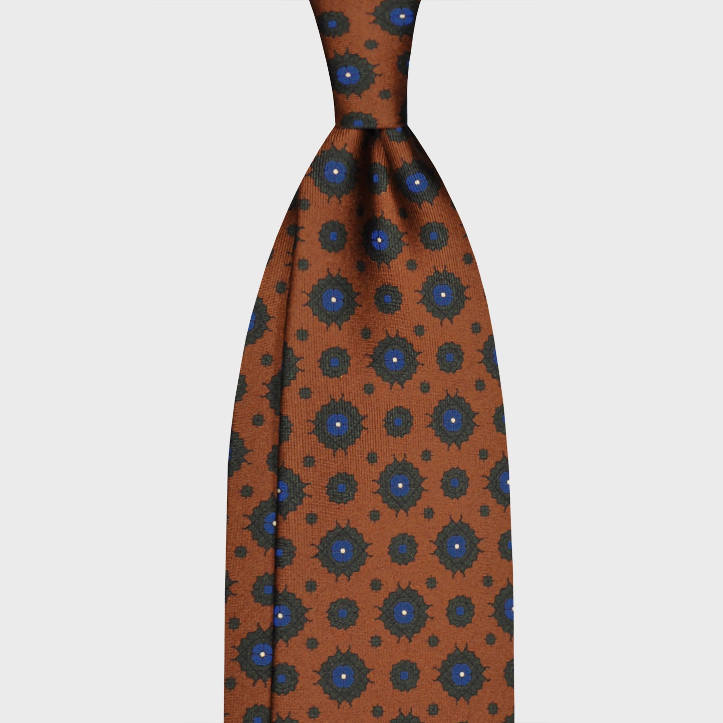 F.Marino Silk Tie 3 Folds Diamonds Rust Brown-Wools Boutique Uomo
