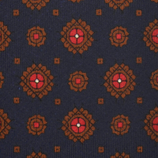 F.Marino Silk Tie 3 Folds Diamonds Navy Blue-Wools Boutique Uomo