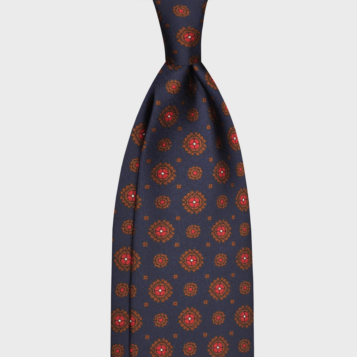 F.Marino Silk Tie 3 Folds Diamonds Navy Blue-Wools Boutique Uomo