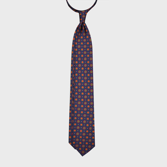F.Marino Silk Tie 3 Folds Classic Diamonds Indigo-Wools Boutique Uomo