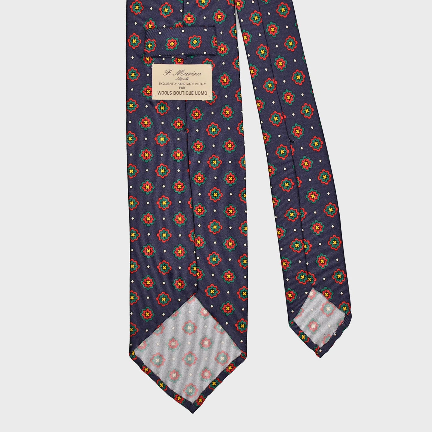 F.Marino Silk Tie 3 Folds Classic Diamonds Indigo-Wools Boutique Uomo