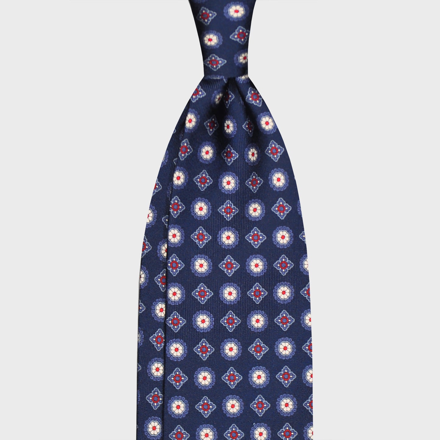 F.Marino Silk Tie 3 Folds Classic Fantasy Bluewood-Wools Boutique Uomo