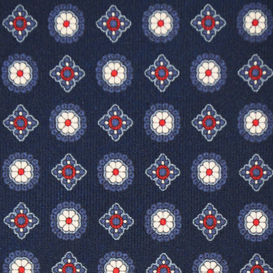 F.Marino Silk Tie 3 Folds Classic Fantasy Bluewood-Wools Boutique Uomo