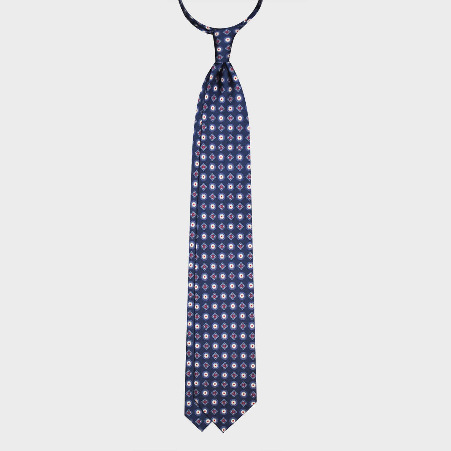 F.Marino Silk Tie 3 Folds Classic Fantasy Bluewood-Wools Boutique Uomo