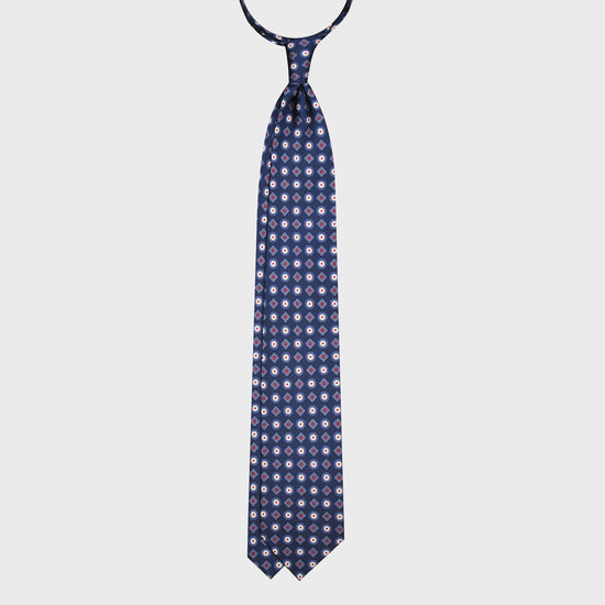 Load image into Gallery viewer, F.Marino Silk Tie 3 Folds Classic Fantasy Bluewood-Wools Boutique Uomo
