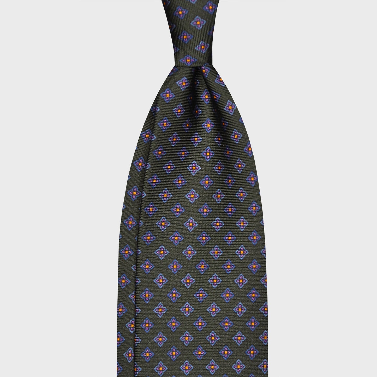 F.Marino Silk Tie 3 Folds Micro Diamonds Loden Green-Wools Boutique Uomo