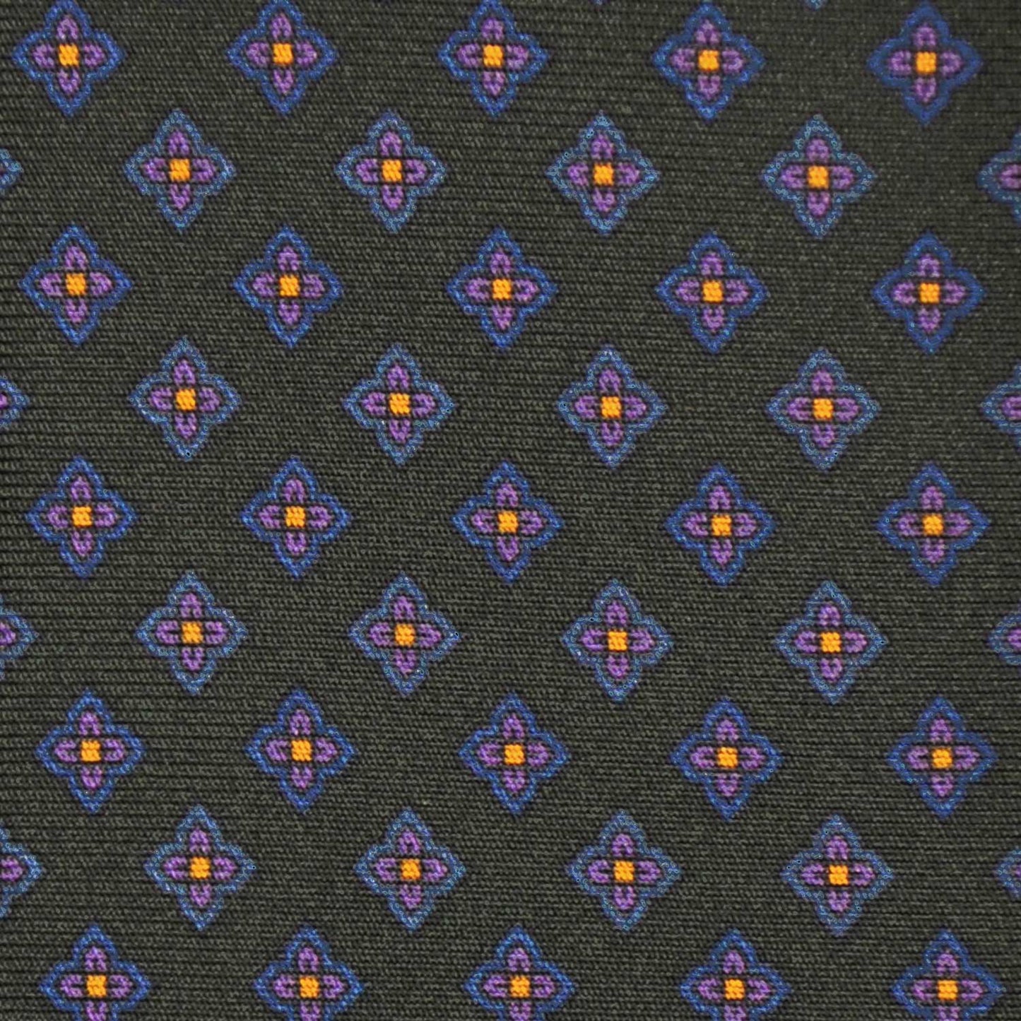 F.Marino Silk Tie 3 Folds Micro Diamonds Loden Green-Wools Boutique Uomo