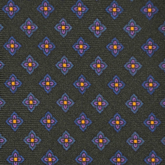 F.Marino Silk Tie 3 Folds Micro Diamonds Loden Green-Wools Boutique Uomo