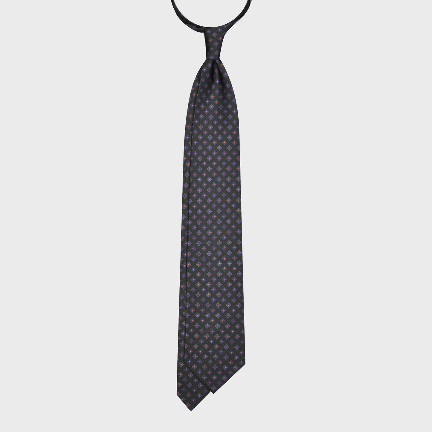 F.Marino Silk Tie 3 Folds Micro Diamonds Loden Green-Wools Boutique Uomo