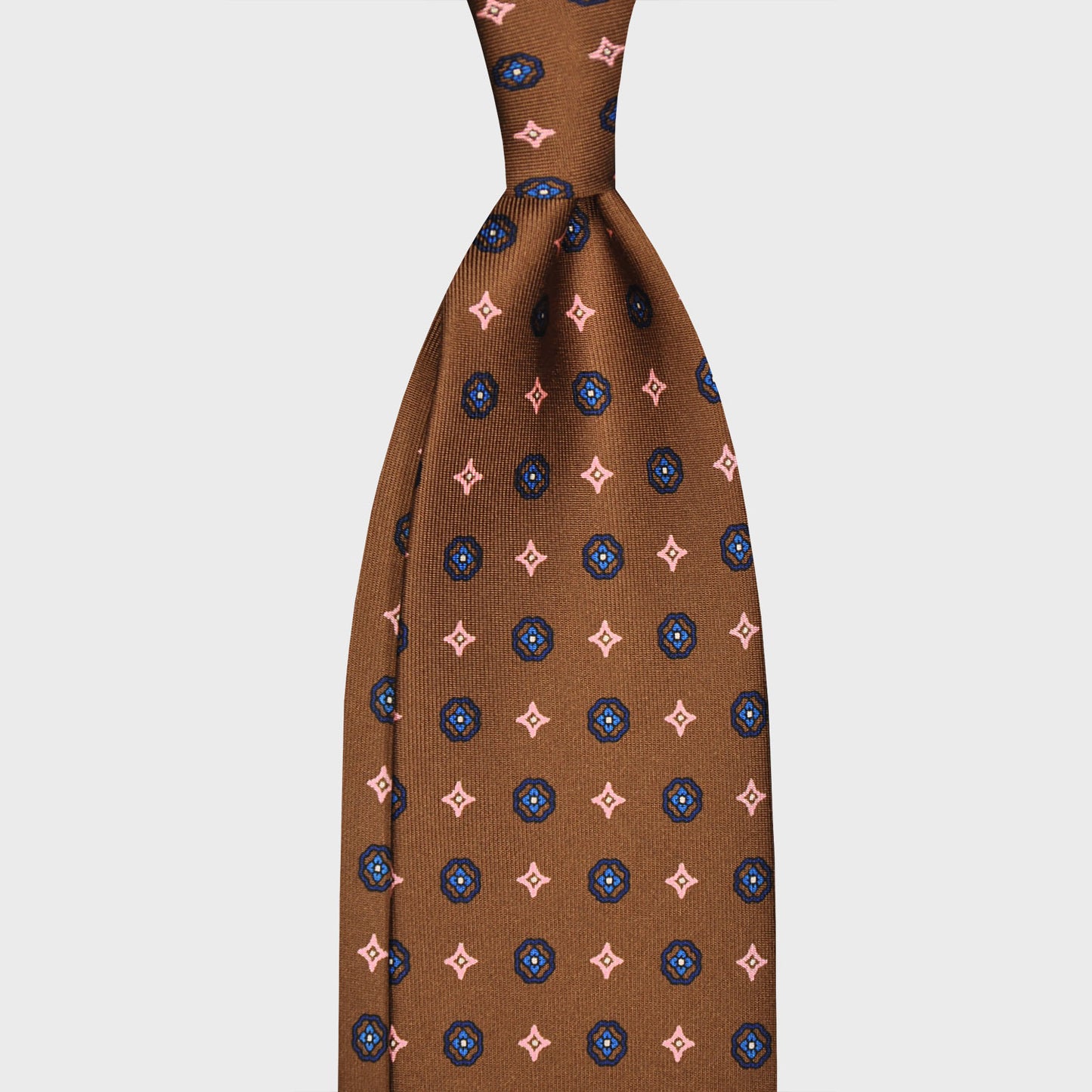 F.Marino Silk Tie 3 Folds Micro Fantasy Bronze Brown-Wools Boutique Uomo