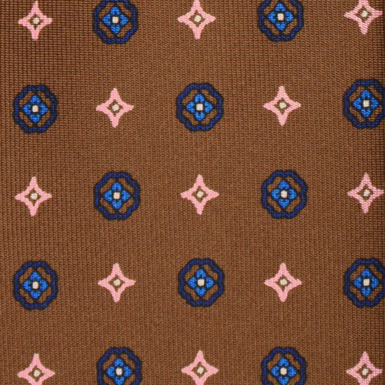 F.Marino Silk Tie 3 Folds Micro Fantasy Bronze Brown-Wools Boutique Uomo
