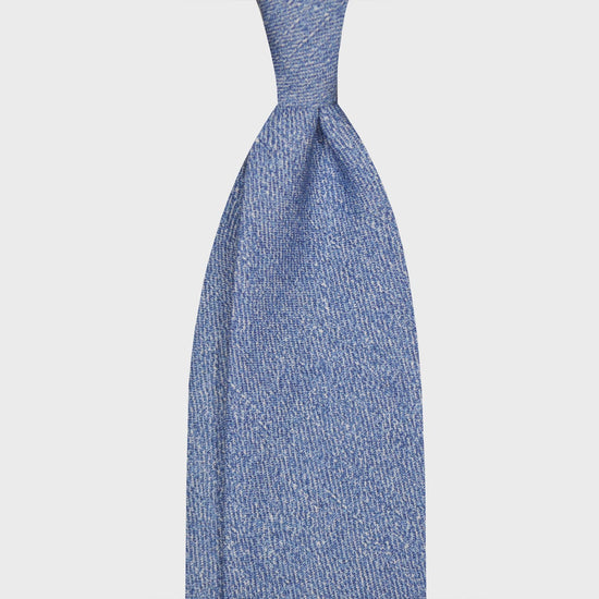 F.Marino Flamed Wool Tie Drapes 3 Folds Sky-Wools Boutique Uomo