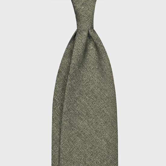 F.Marino Flamed Wool Tie Drapes 3 Folds Green-Wools Boutique Uomo