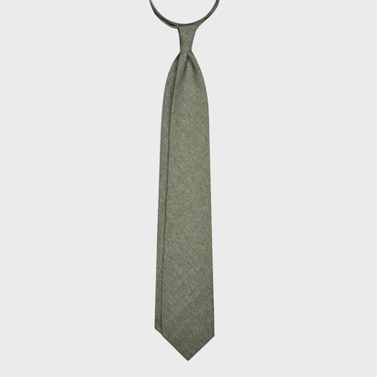 F.Marino Flamed Wool Tie Drapes 3 Folds Green-Wools Boutique Uomo