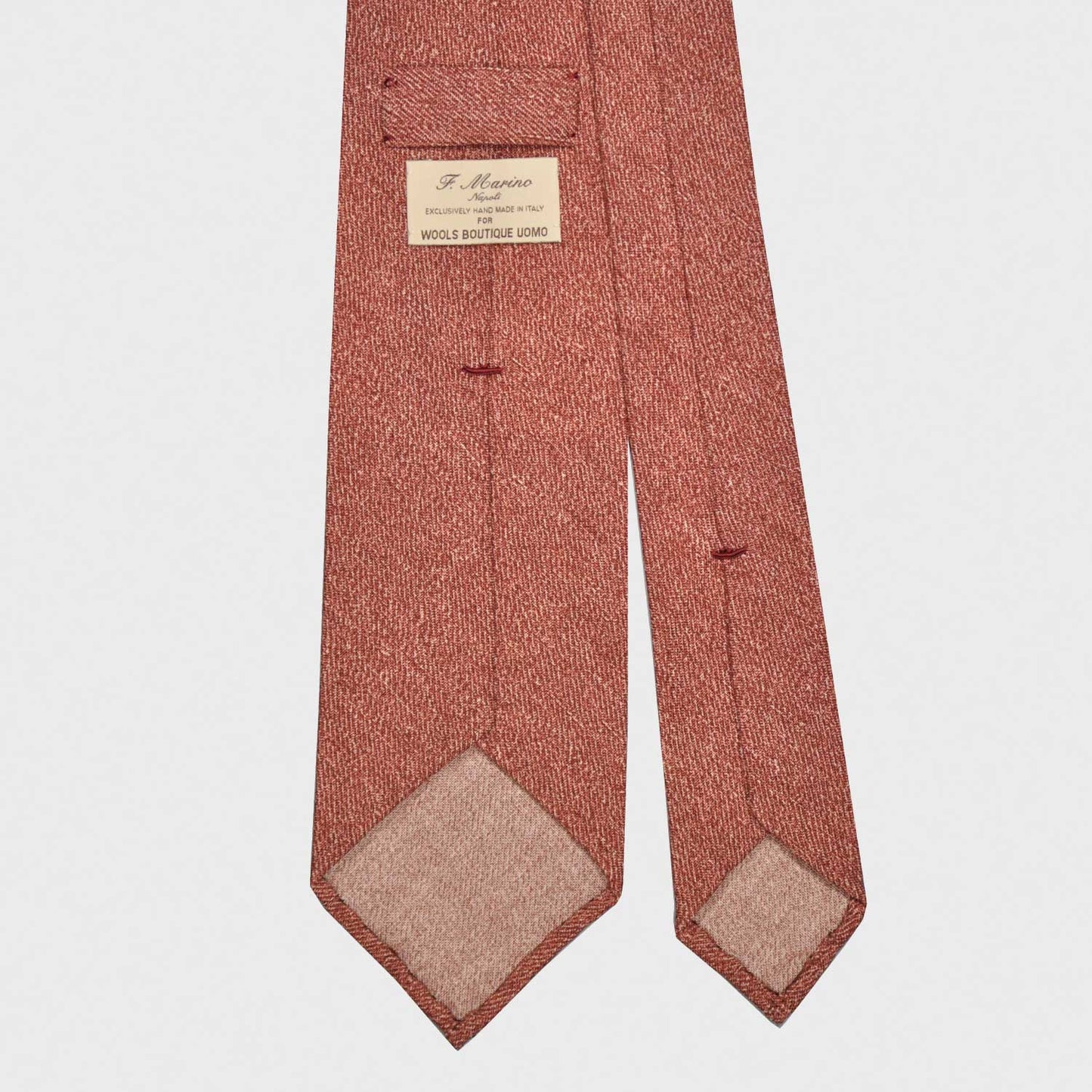 F.Marino Flamed Wool Tie Drapes 3 Folds Burgundy-Wools Boutique Uomo