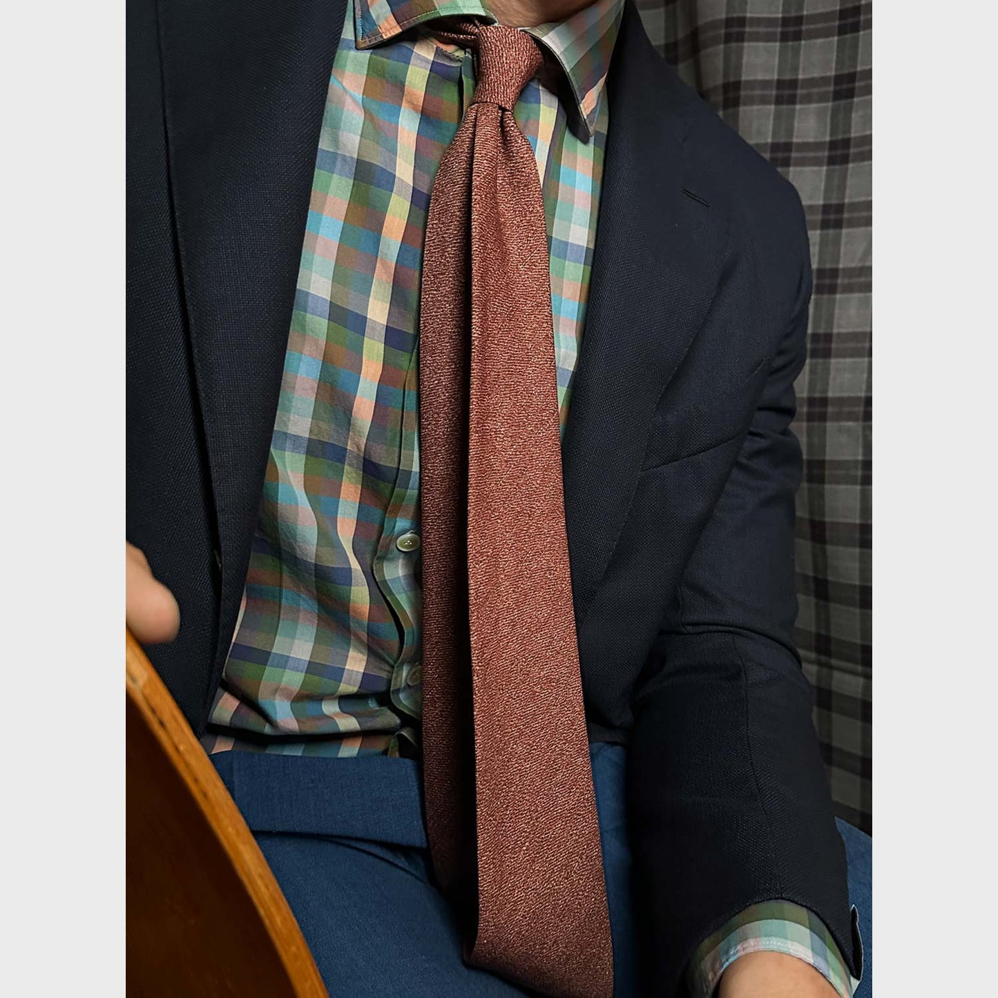 F.Marino Flamed Wool Tie Drapes 3 Folds Burgundy-Wools Boutique Uomo