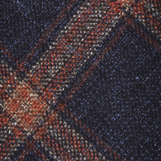 F.Marino Flannel Wool Tie 3 Folds Windowpane Navy Blue-Wools Boutique Uomo
