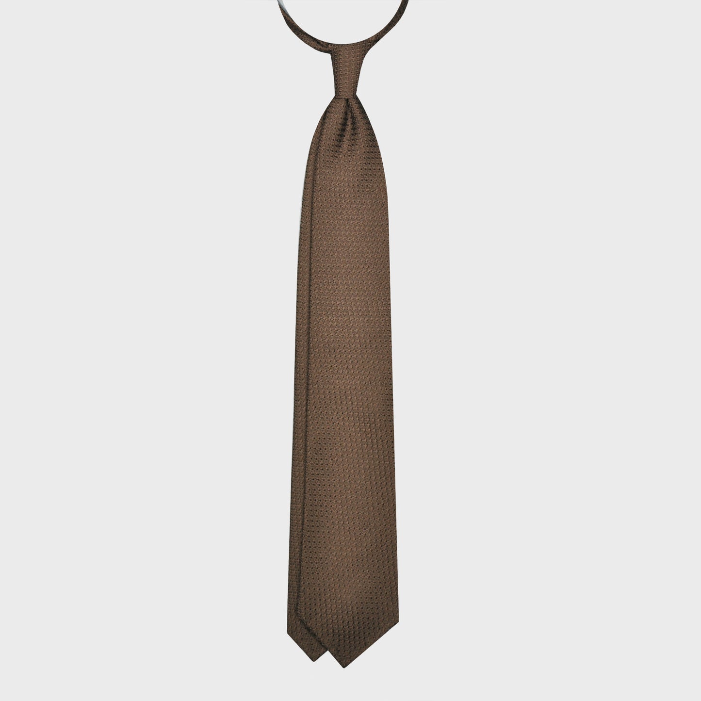 F.Marino Grenadine Silk Tie Chunky Gauze 3 Folds Mud Brown-Wools Boutique Uomo