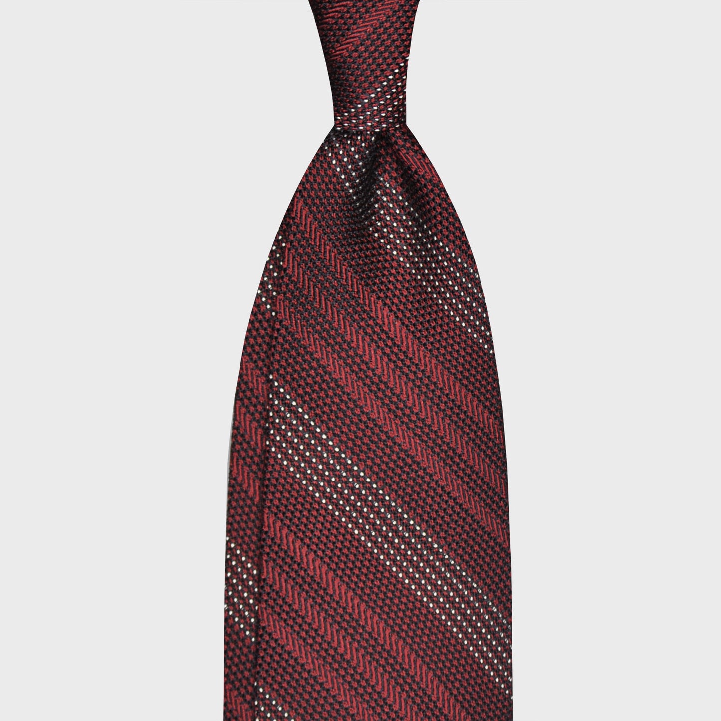 F.Marino Regimental Tie Grenadine Silk 3 Folds Micro Pois Burgundy-Wools Boutique Uomo