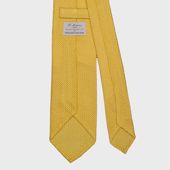 F.Marino Grenadine Silk Tie Chunky Gauze 3 Folds Canary Yellow-Wools Boutique Uomo