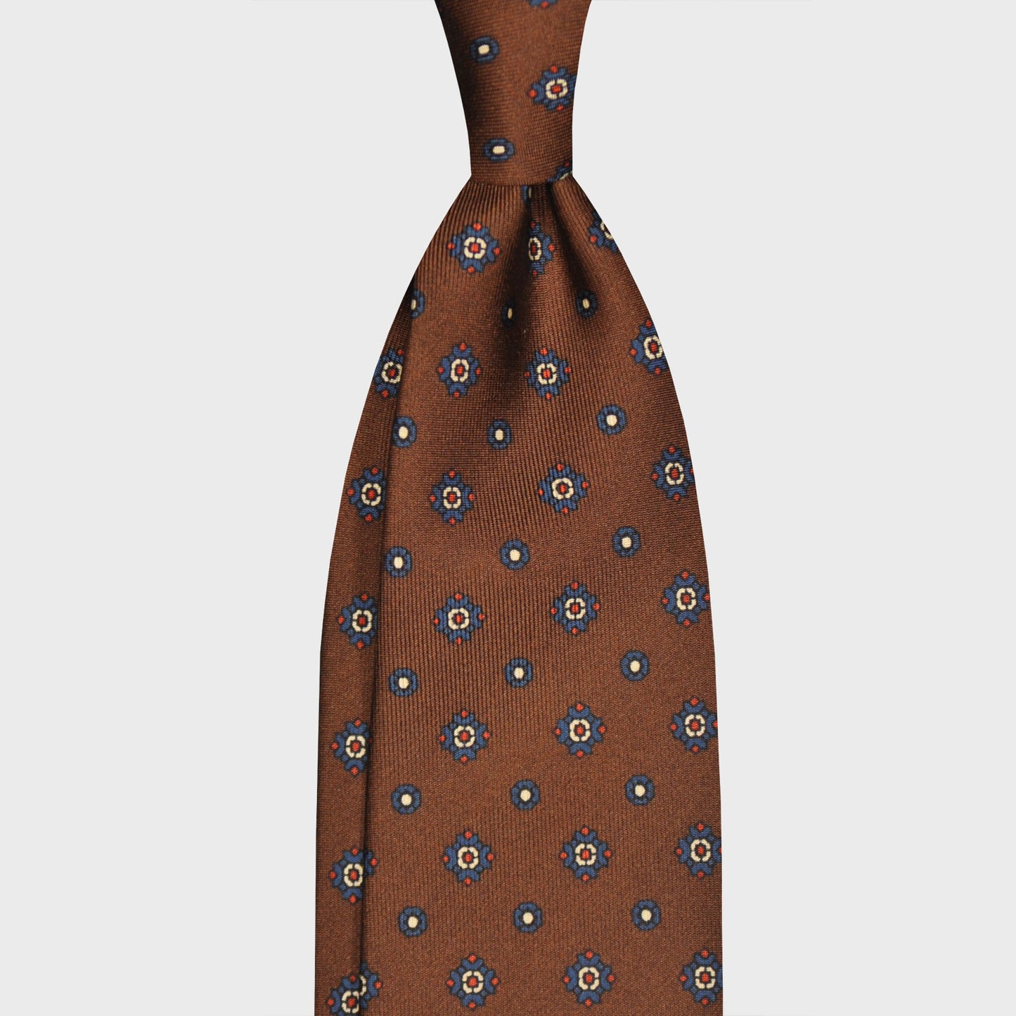 F.Marino Silk Tie 7 Folds Diamonds Coffee Brown-Wools Boutique Uomo