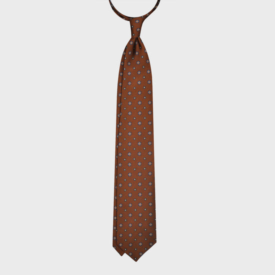 F.Marino Silk Tie 7 Folds Diamonds Coffee Brown-Wools Boutique Uomo