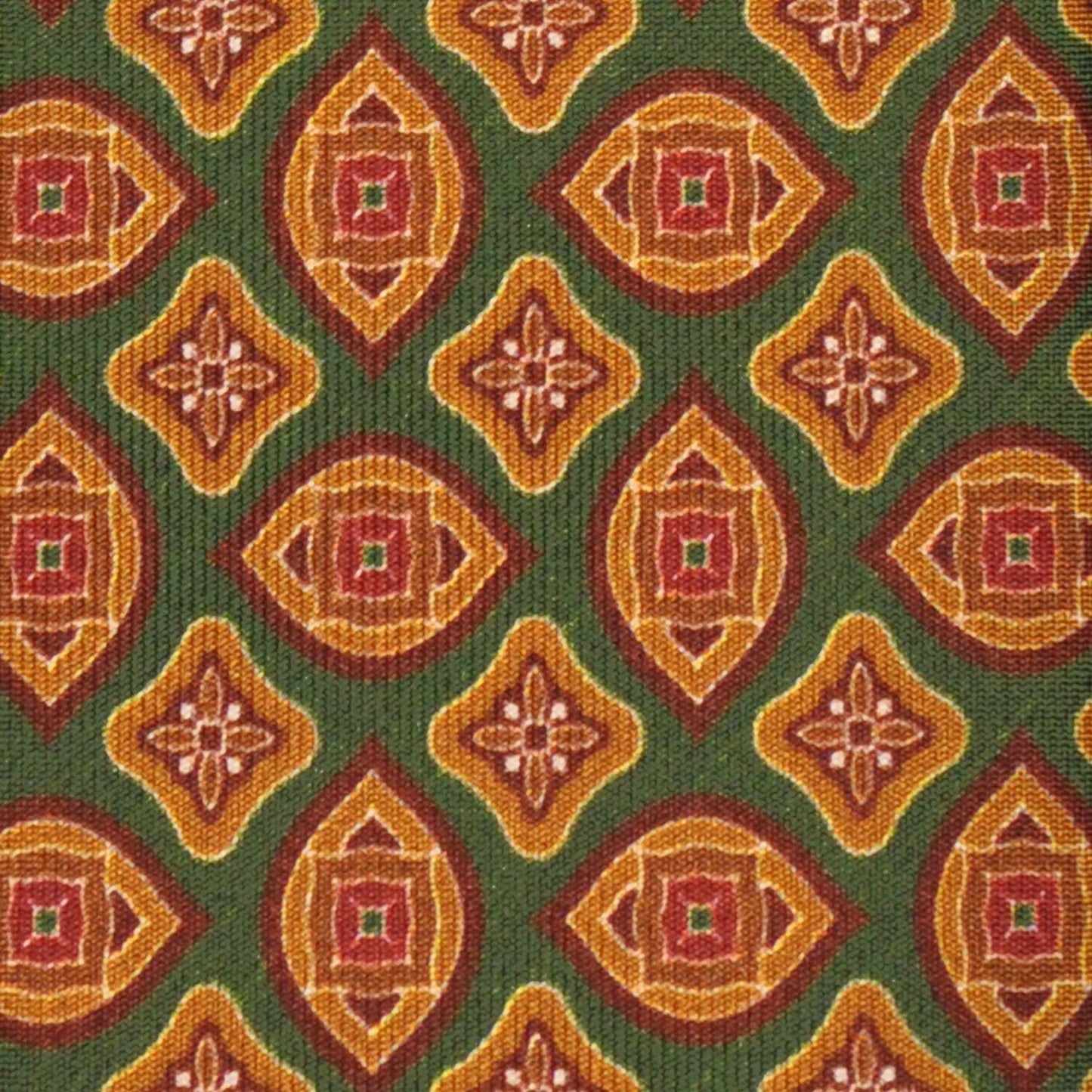 F.Marino Silk Tie 7 Folds Diamonds Army Green-Wools Boutique Uomo