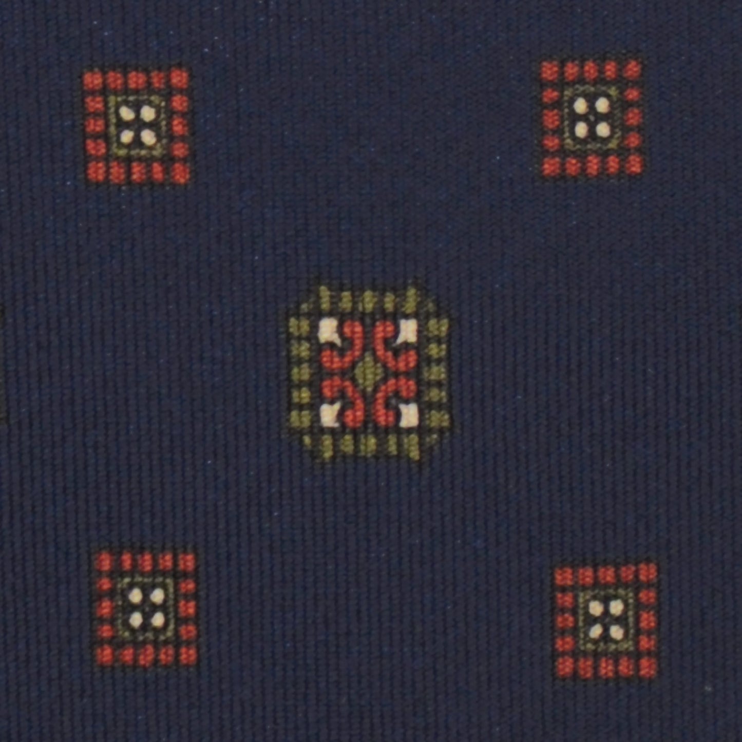 F.Marino Silk Tie 7 Folds Medallions Navy Blue-Wools Boutique Uomo